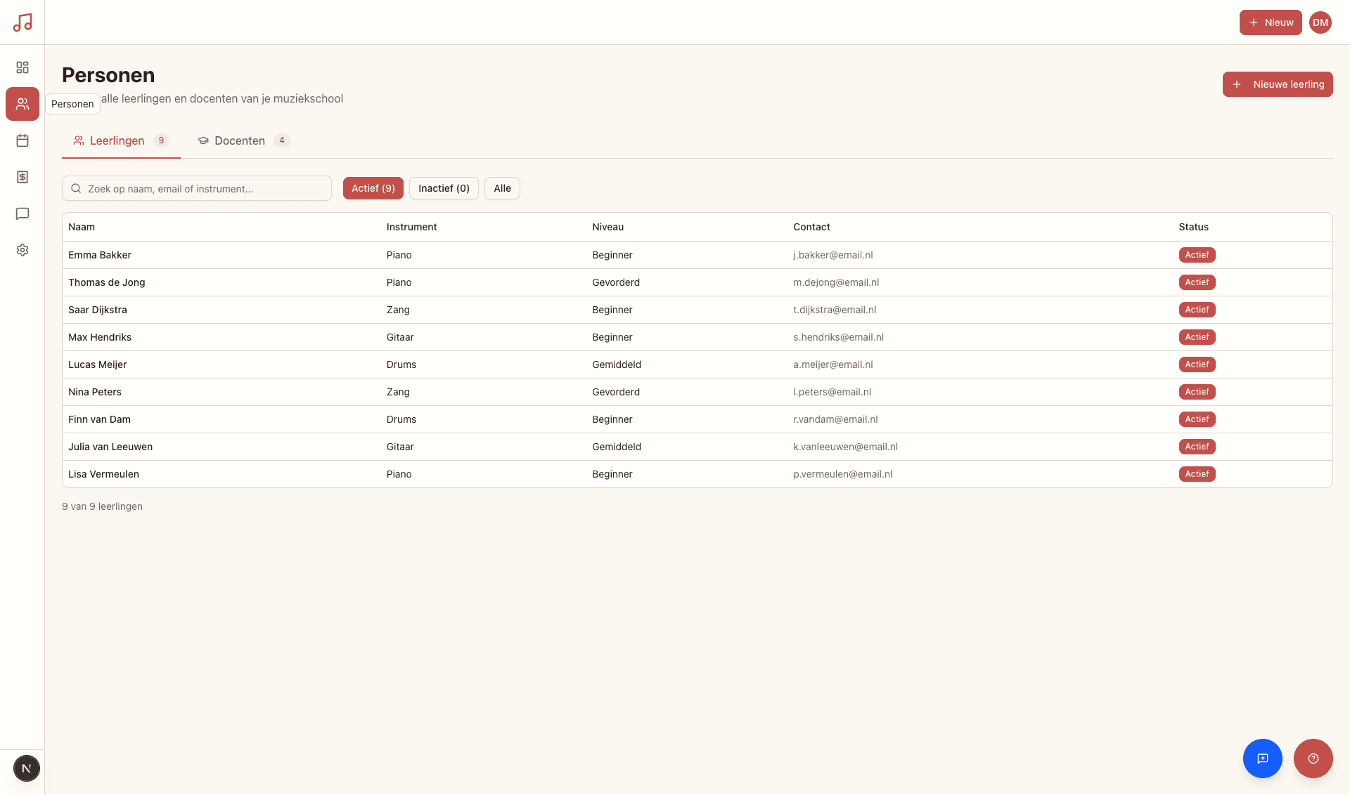 LesFlow leerlingbeheer overzicht